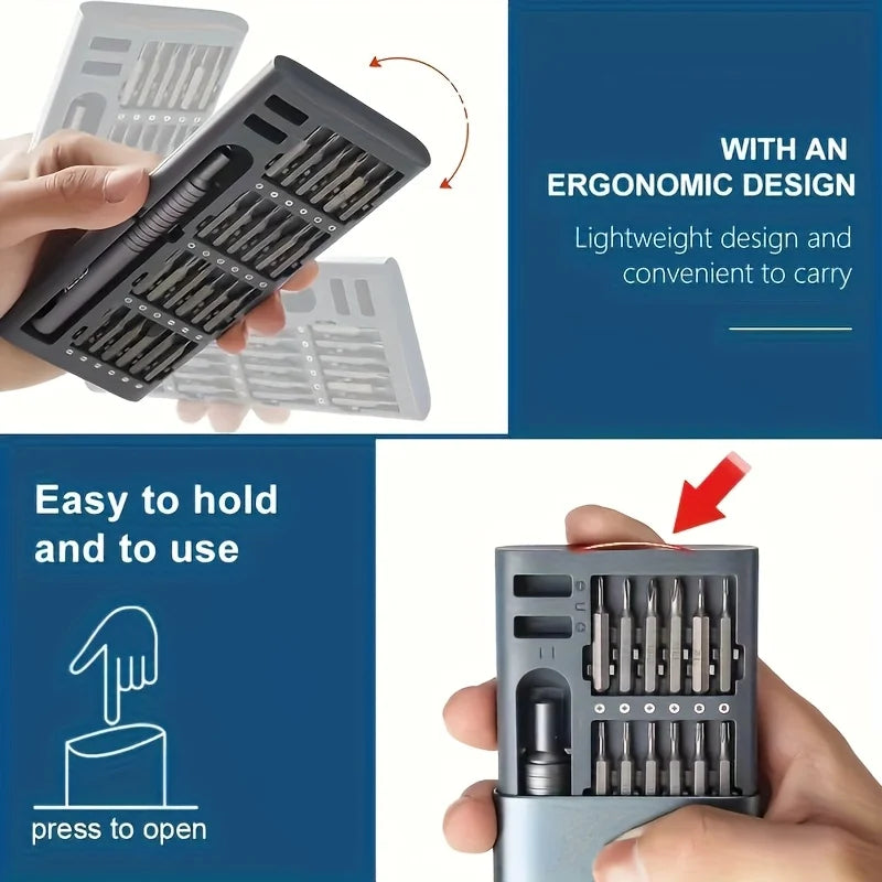 Set Cacciaviti di Precisione 25 in 1 Magnetico - Kit Riparazione Professionale per Smartphone, PC e Orologi