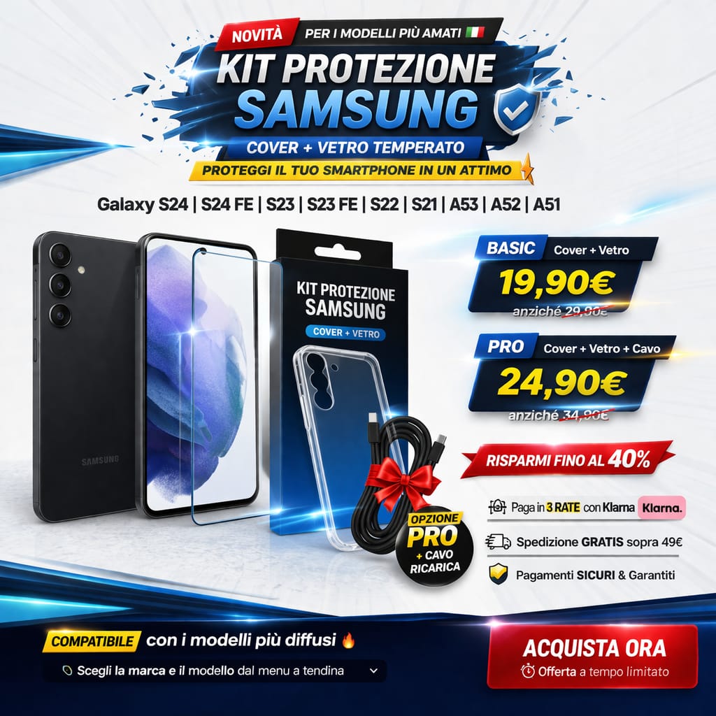 KIT PROTEZIONE SAMSUNG π₯ Cover + Vetro Temperato