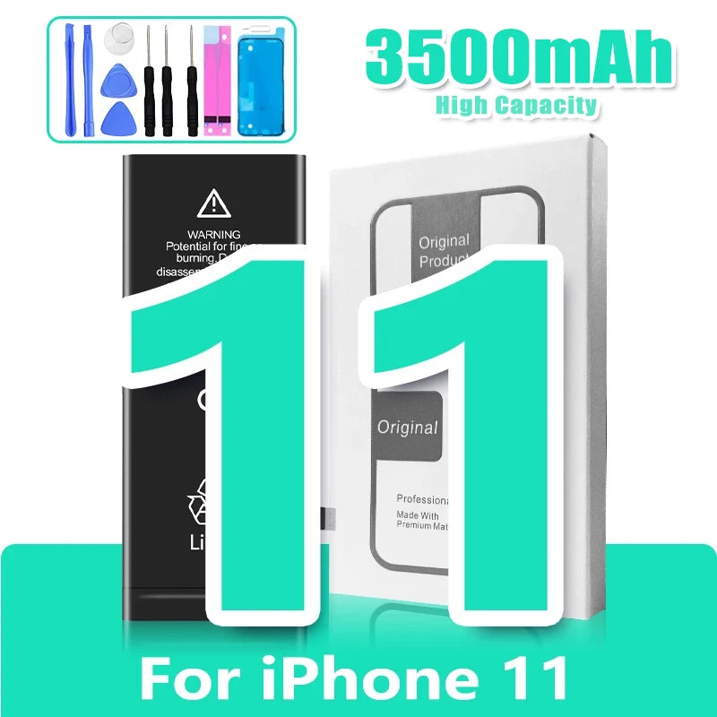 Batteria Alta Capacità 0 Cicli per iPhone - Ricambio Premium Serie 11, 12, 13, 14 - Kit Attrezzi Incluso