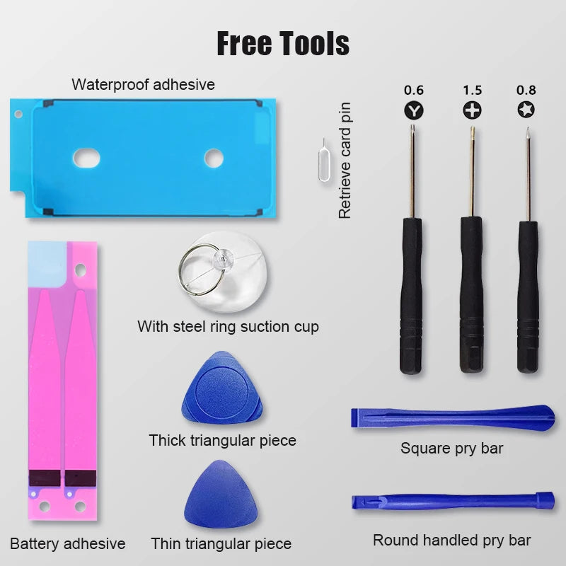 Batteria Alta Capacità 0 Cicli per iPhone - Ricambio Premium Serie 11, 12, 13, 14 - Kit Attrezzi Incluso
