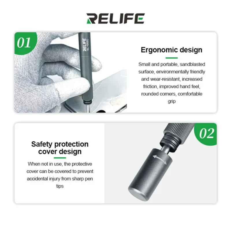 RELIFE RL-066C Penna a Percussione per Rimozione Vetro Posteriore iPhone e Android - Strumento Professionale per Riparazione Scocca e Fotocamera