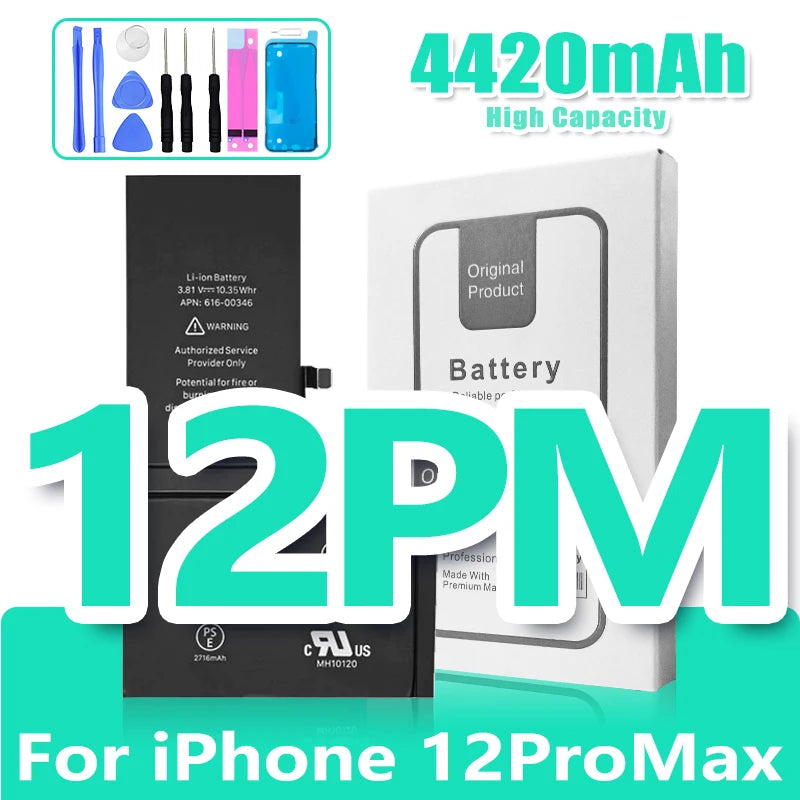 Batteria Alta Capacità 0 Cicli per iPhone - Ricambio Premium Serie 11, 12, 13, 14 - Kit Attrezzi Incluso