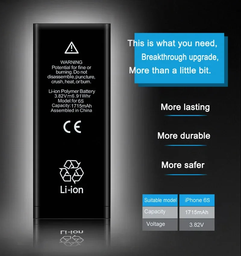 Batteria Alta Capacità 0 Cicli per iPhone - Ricambio Premium Serie 11, 12, 13, 14 - Kit Attrezzi Incluso