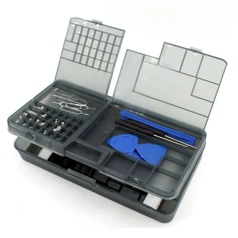 Organizer per Viti e Componenti Elettronici a Doppio Strato - Scatola Porta-Minuterie Professionale per Riparazione Smartphone
