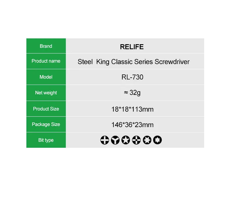 RELIFE RL-730 Steel Cannon King - Set Cacciaviti di Precisione Professionali per iPhone e Smartphone