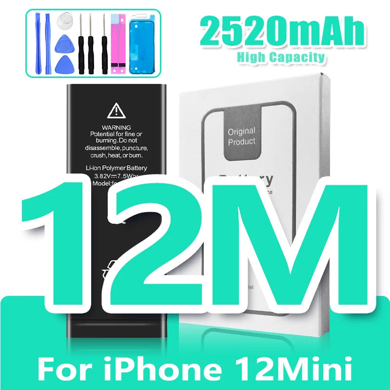 Batteria Alta Capacità 0 Cicli per iPhone - Ricambio Premium Serie 11, 12, 13, 14 - Kit Attrezzi Incluso