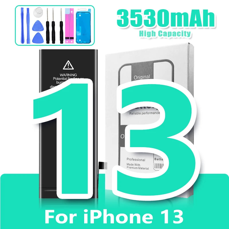 Batteria Alta Capacità 0 Cicli per iPhone - Ricambio Premium Serie 11, 12, 13, 14 - Kit Attrezzi Incluso