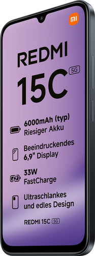 Xiaomi Redmi 15C 17,5 cm (6.9") 5G USB tipo-C 4 GB 128 GB 6000 mAh Nero
